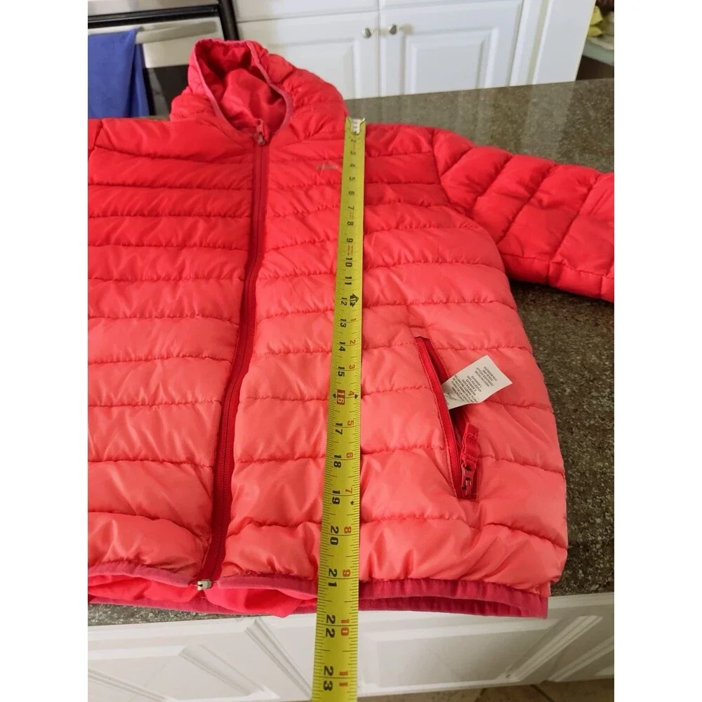 Eddie Bauer Down Reversible Girls Hood Puffer Jacket Large 14-16 Ombré Pin